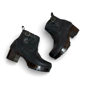 No. 6 Leather Clog Buckle Boot on Mid Heel EU Size 39 US 8-8.5